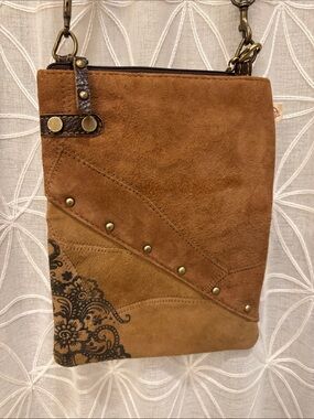 Vaan & Co Suede Tassel Accent Crossbody Bag - Brown